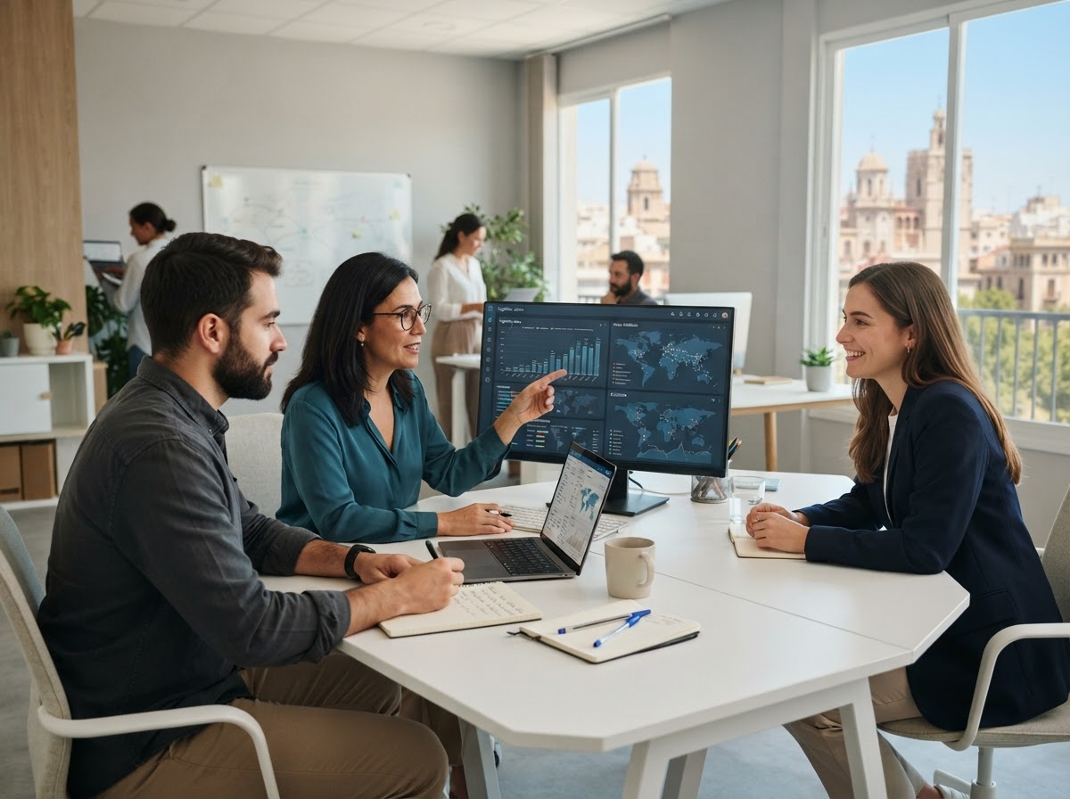 Flexport: equipo de análisis revisando modelos de datos para decisiones de inversión